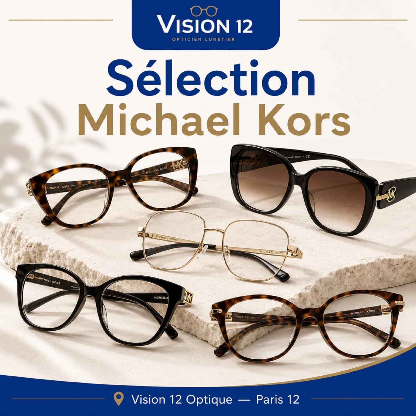 Sélection de lunettes Michael Kors chez Vision 12, opticien à Paris 12