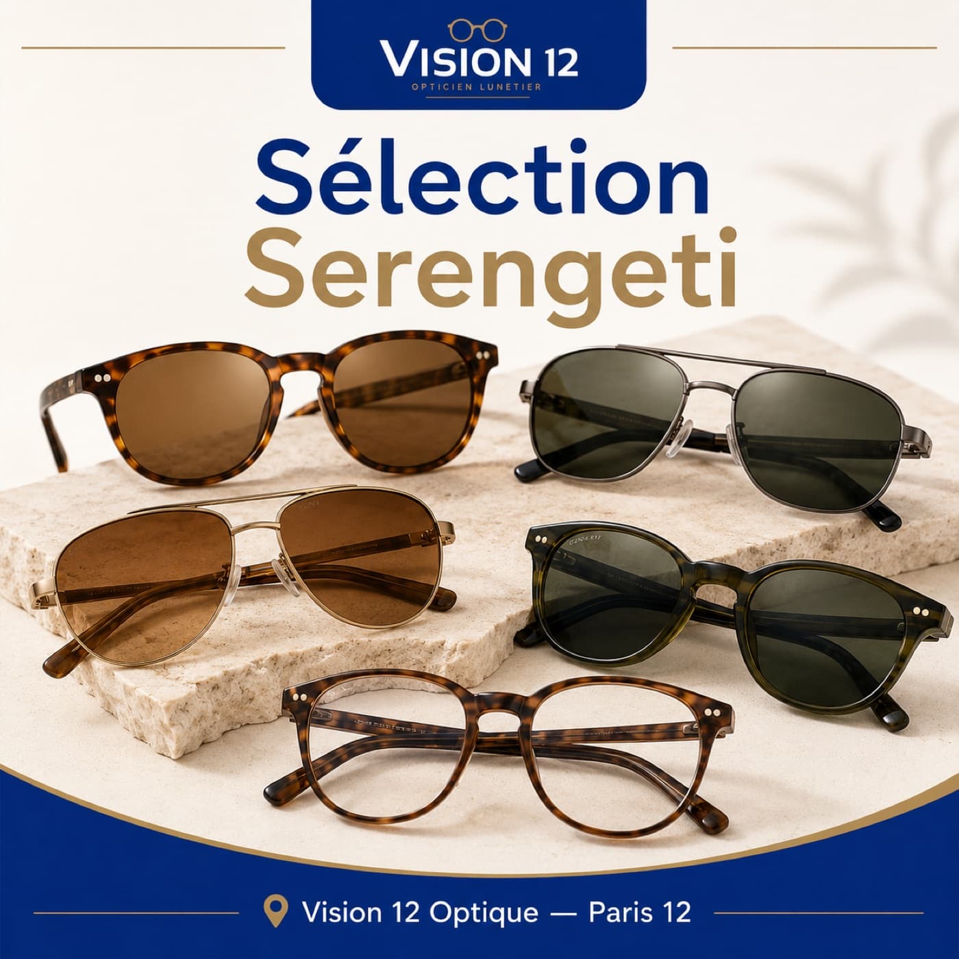 Sélection de lunettes Serengeti chez Vision 12, opticien à Paris 12