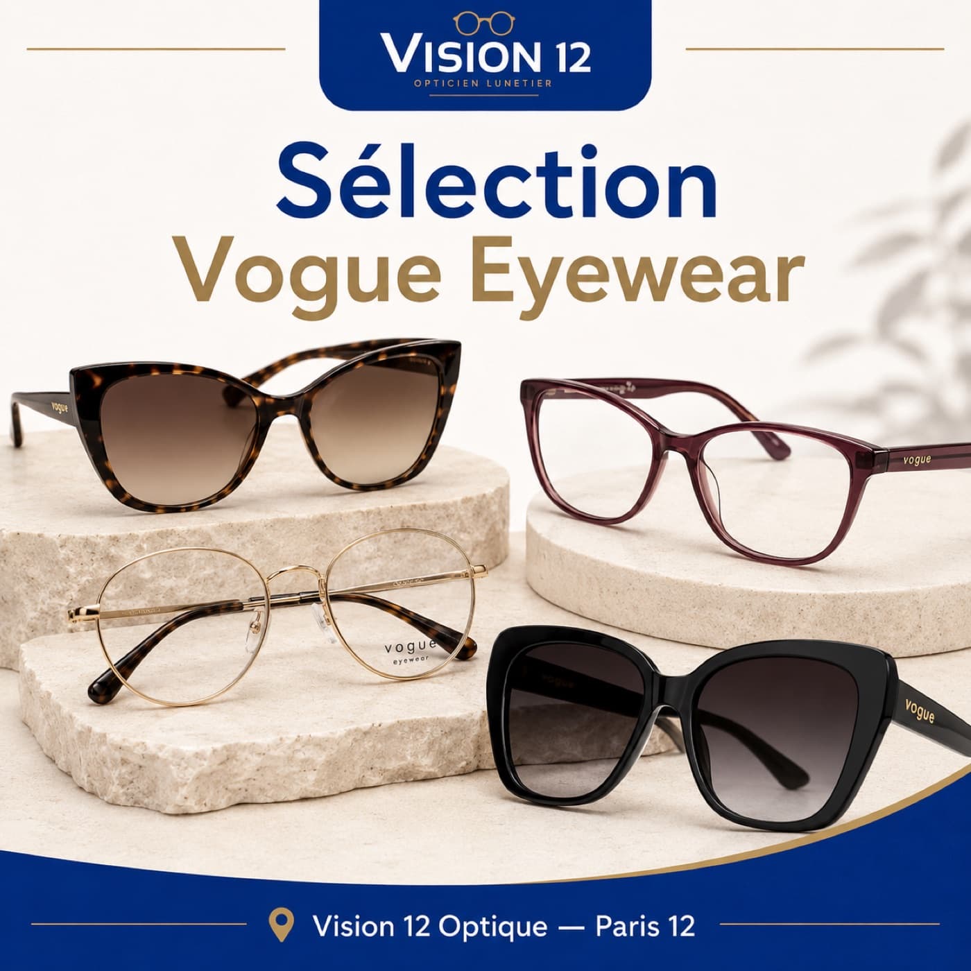 Sélection de lunettes Vogue Eyewear chez Vision 12, opticien à Paris 12