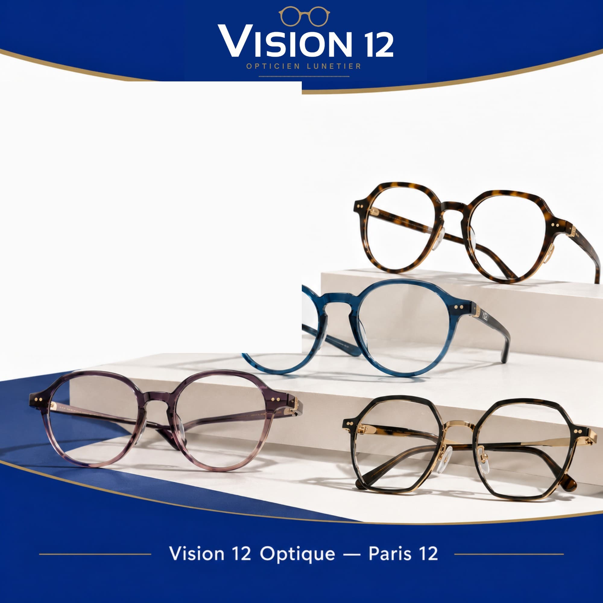 Sélection de montures créateur chez Vision 12, opticien à Paris 12