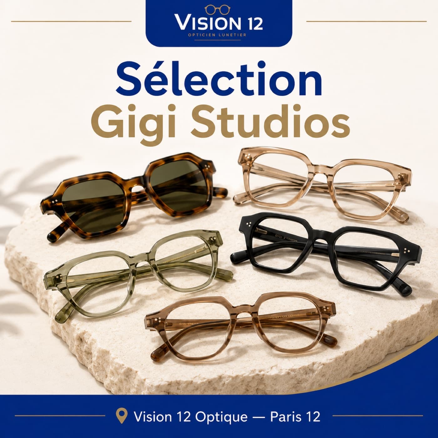 Sélection de lunettes Gigi Studios chez Vision 12, opticien à Paris 12